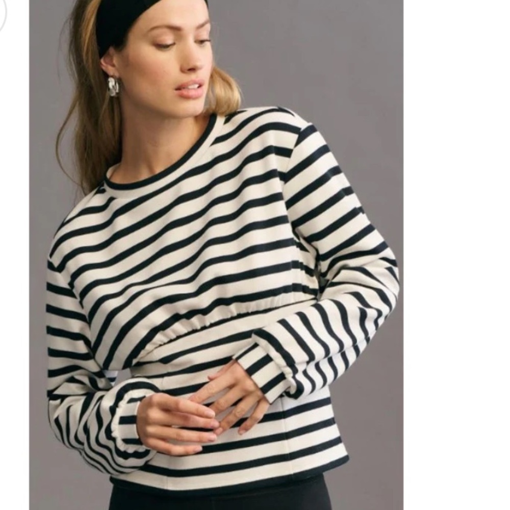 Maeve by Anthropologie navy white top